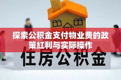 萝北探索公积金支付物业费的政策红利与实际操作